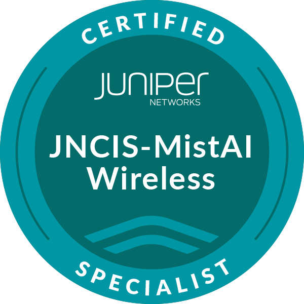 Juniper Networks Certified Specialist, Mist AI Wireless (JNCIS-MistAI) badge