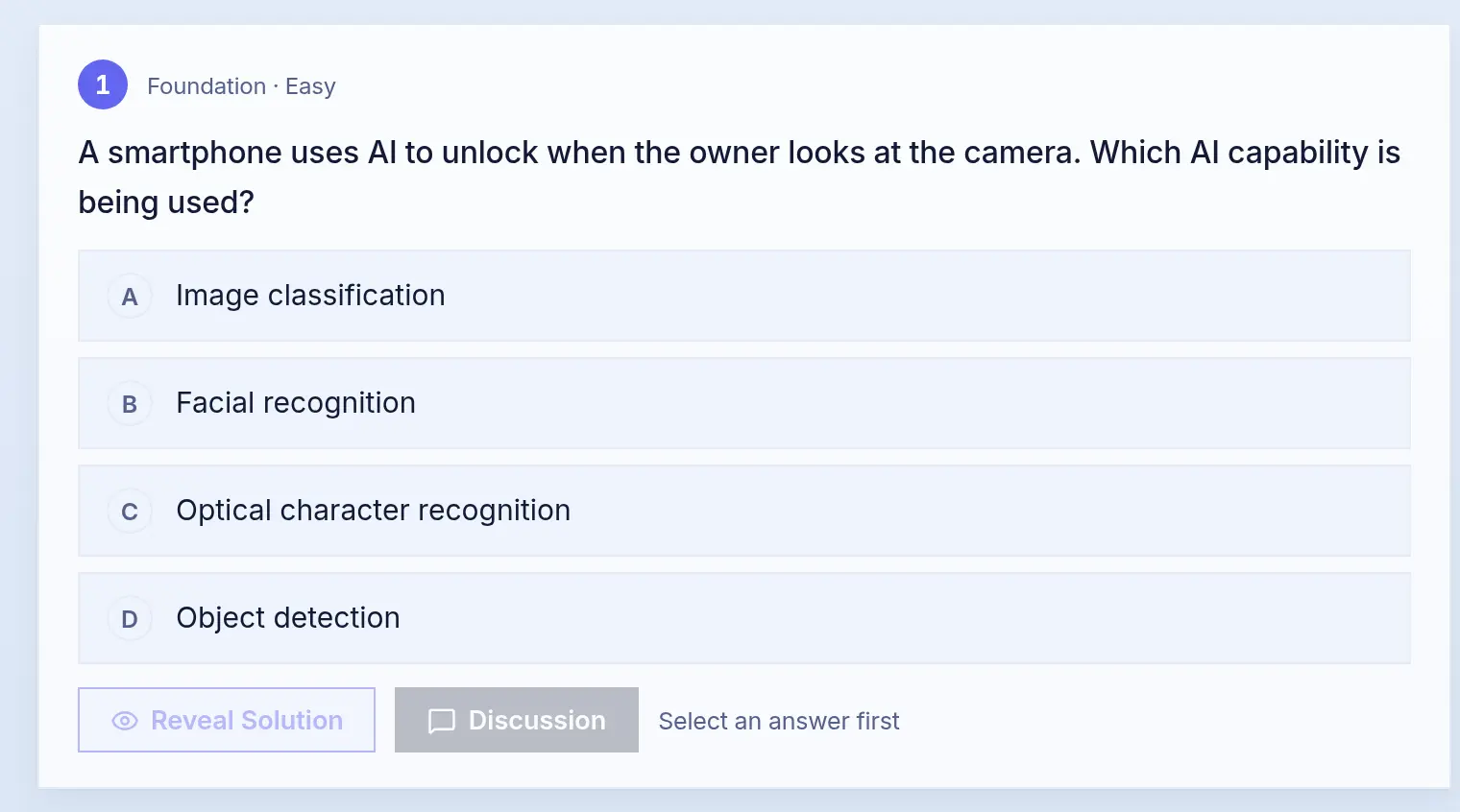 A free AI‑900 practice question on Examers, with its solution and discussion one click away